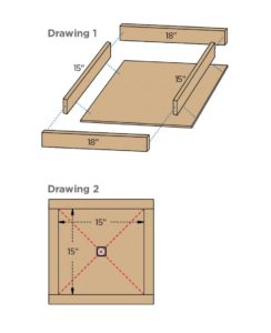 [Drawings 1 & 2: Diagrams of a concrete anchor form.]