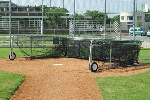 Folding Portable Backstop with the cage folded down